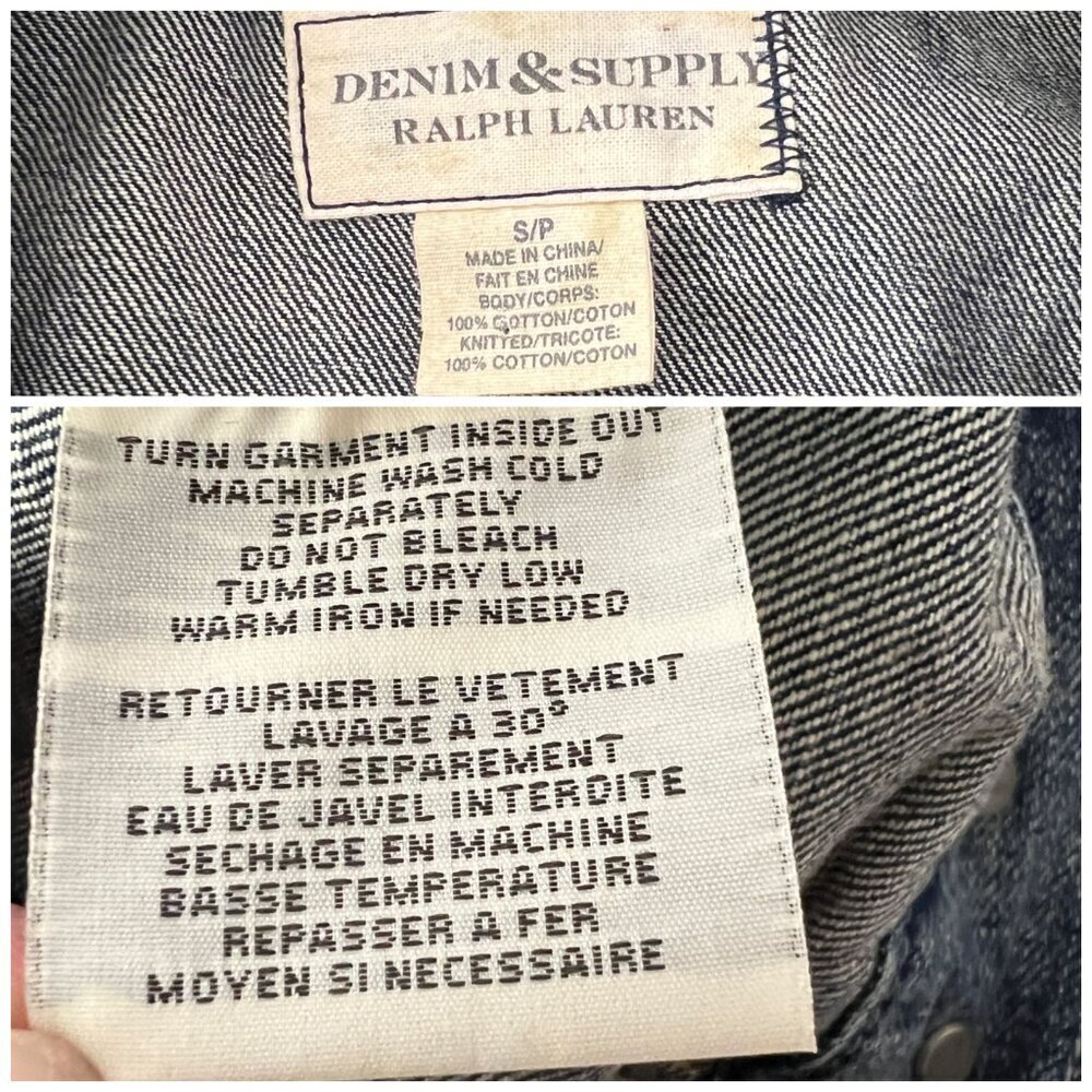 Sz S - Ralph Lauren Denim & Supply Southwest Knit-Sleeve Trucker Denim Jacket‎ - Picture 12 of 13